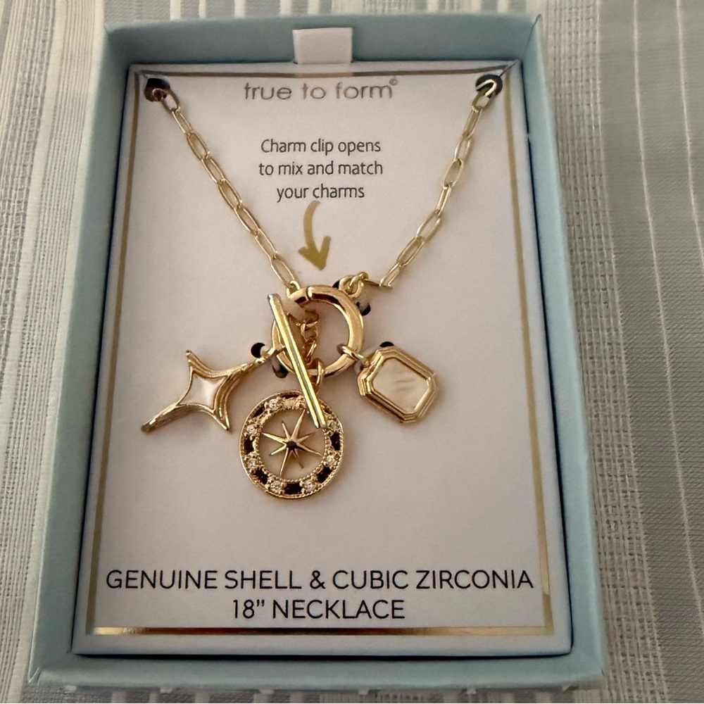 SOLD Beach/coastal/ tropical 18” gold necklace with charms.